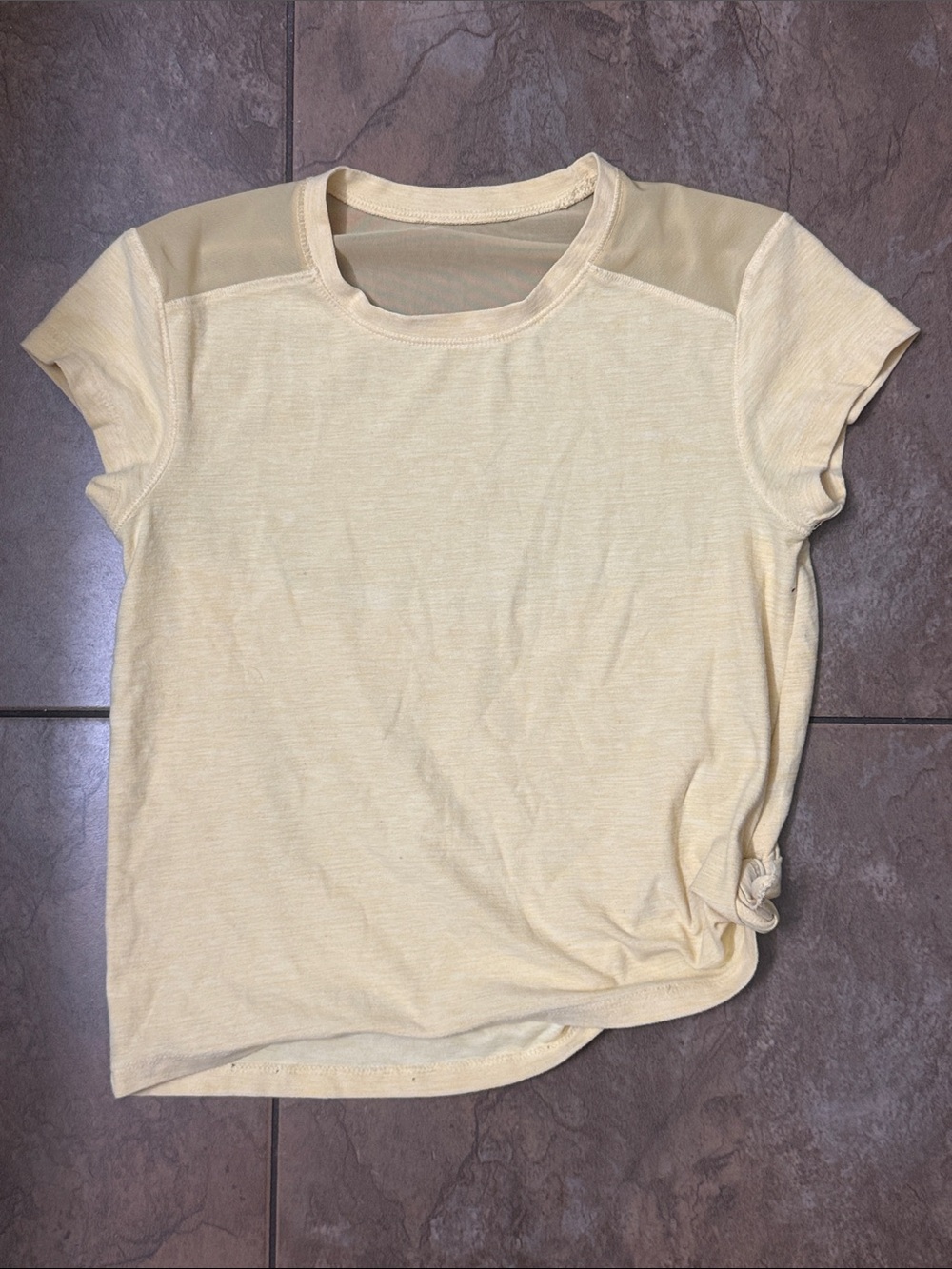 Old Navy Active Yellow Short Sleeve Tee with Sheer Shoulder Yoke